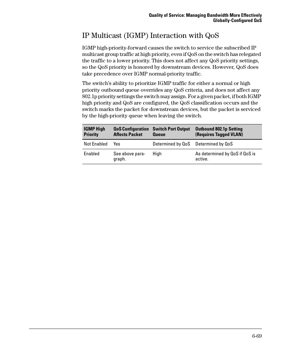 Ip multicast (igmp) interaction with qos, Ip multicast (igmp) interaction with qos -69 | HP 5400ZL User Manual | Page 291 / 450