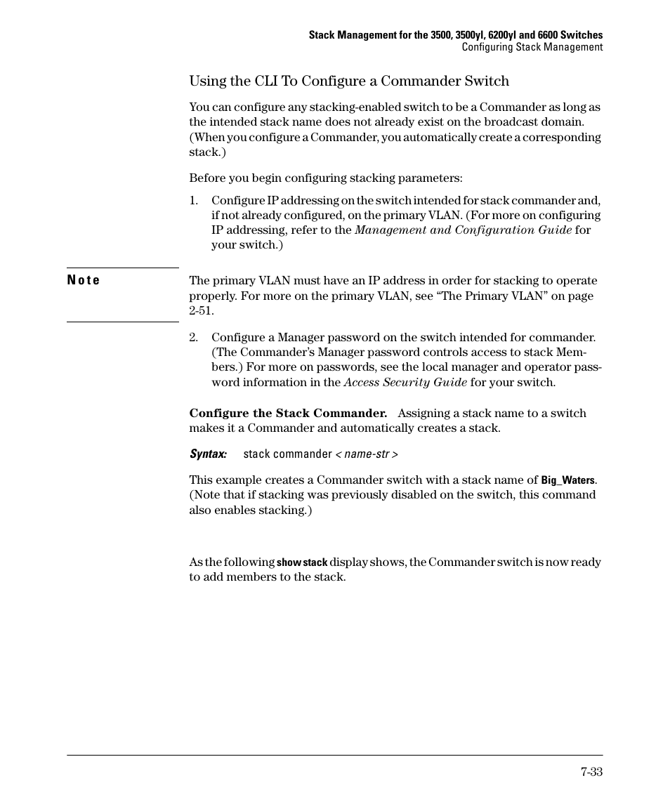 Using the cli to configure a commander switch, Using the cli to configure a commander switch -33 | HP 5400ZL User Manual | Page 353 / 450