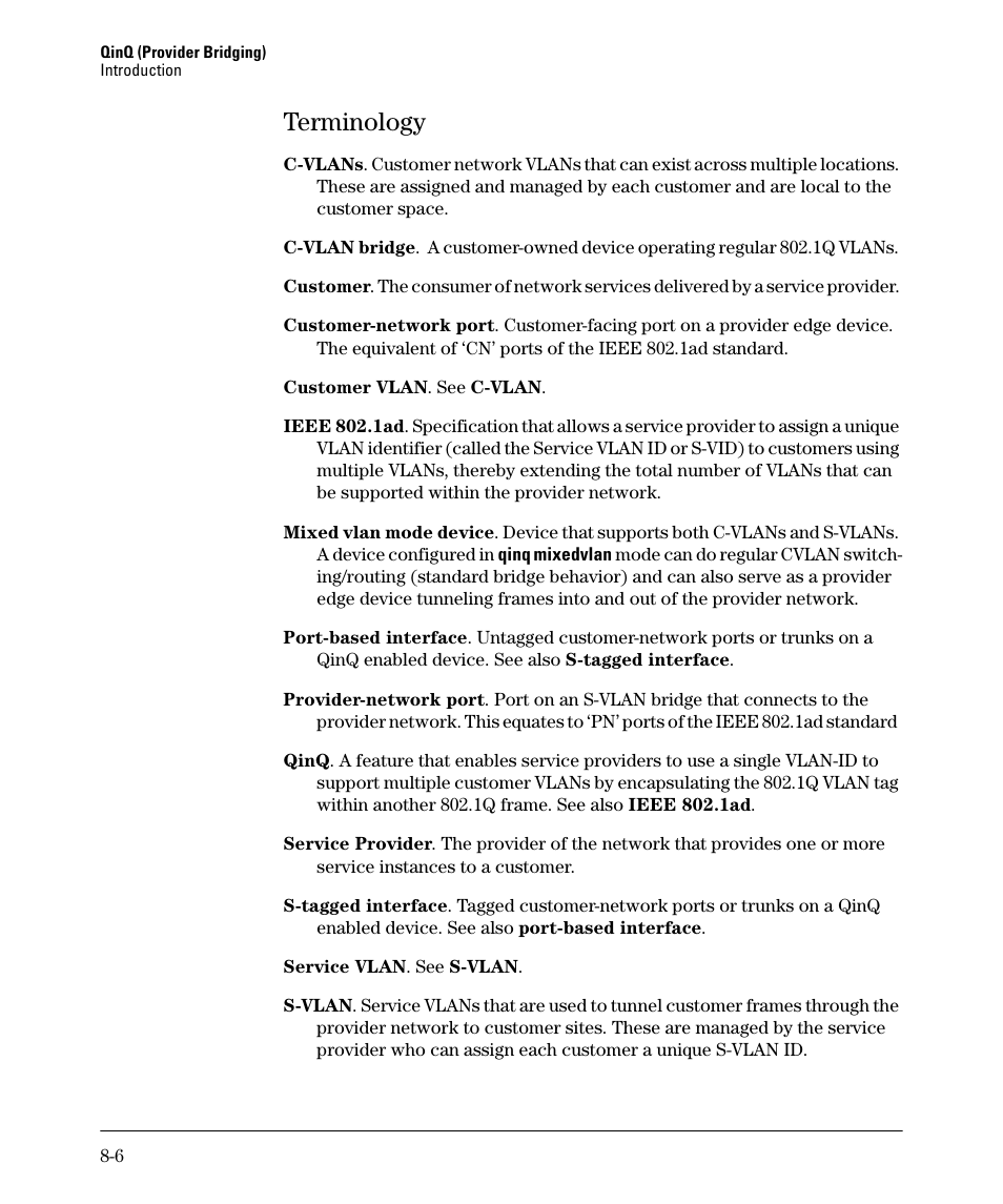 Terminology, Terminology -6 | HP 5400ZL User Manual | Page 372 / 450