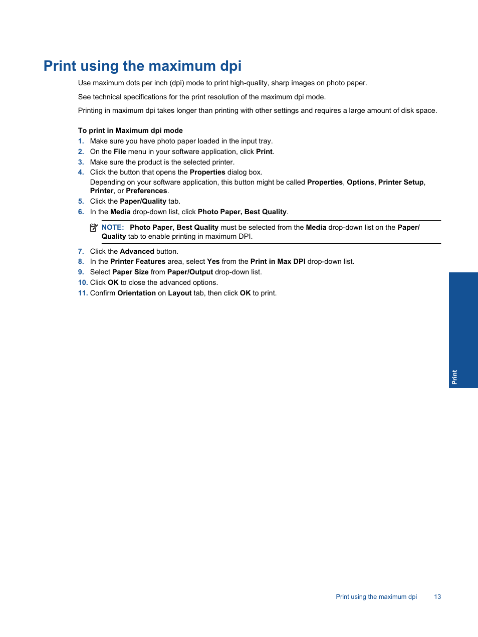 Print using the maximum dpi | HP 3070 B611 User Manual | Page 15 / 60