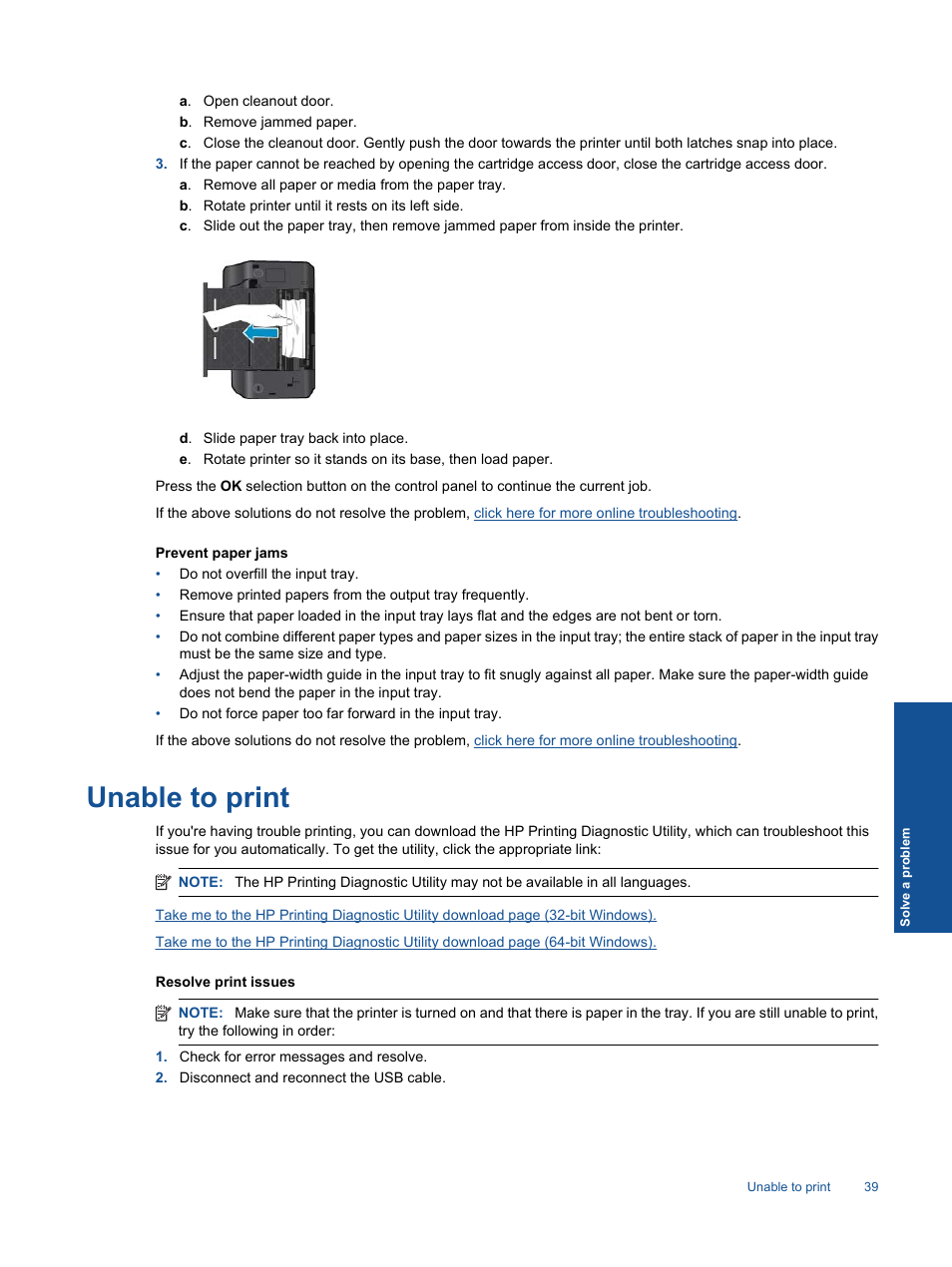 Unable to print | HP 3070 B611 User Manual | Page 41 / 60