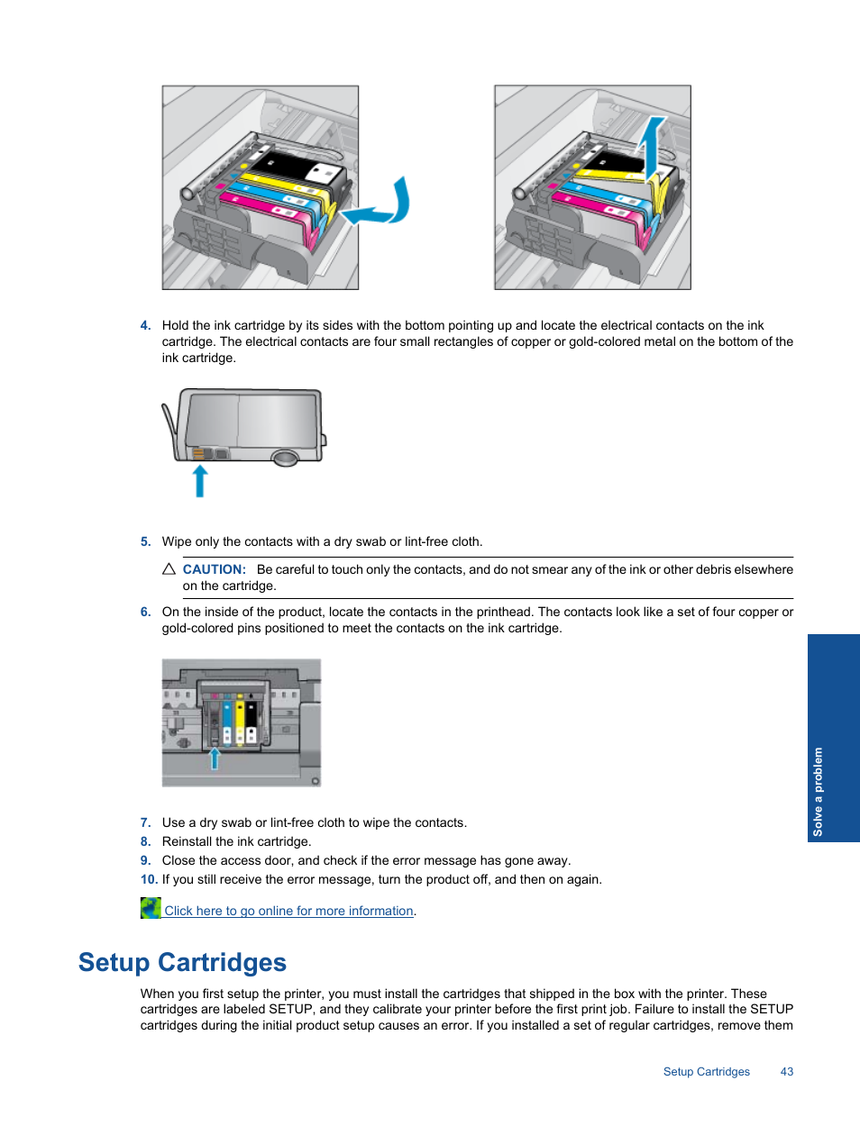 Setup cartridges | HP 3070 B611 User Manual | Page 45 / 60