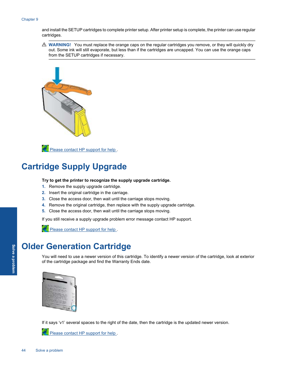 Cartridge supply upgrade, Older generation cartridge | HP 3070 B611 User Manual | Page 46 / 60