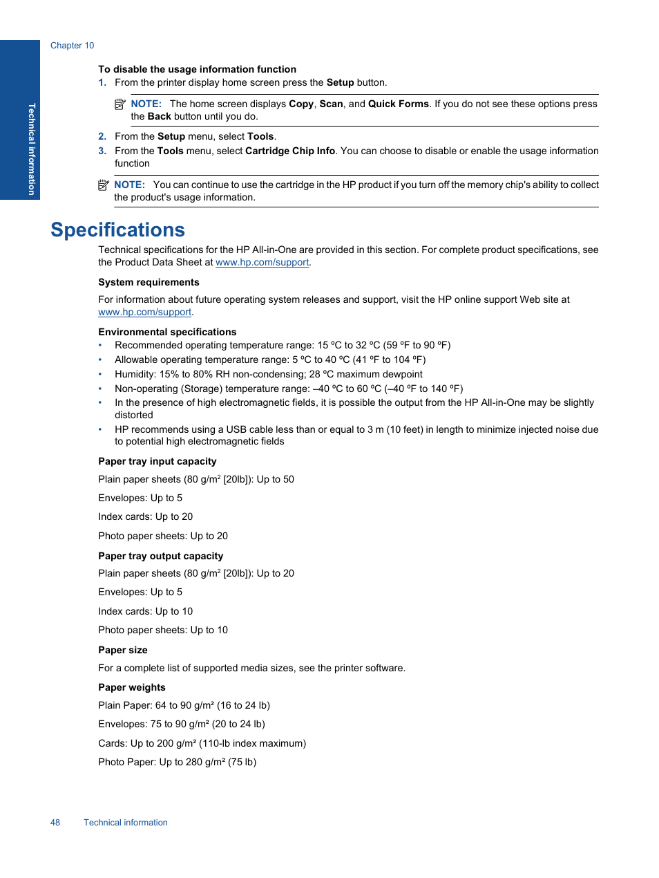 Specifications | HP 3070 B611 User Manual | Page 50 / 60