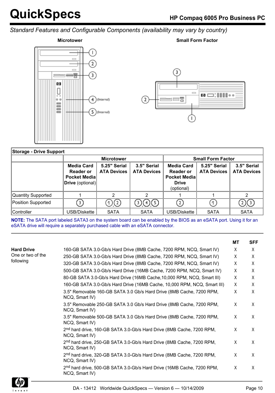 Quickspecs | HP COMPAQ 6005 User Manual | Page 10 / 44