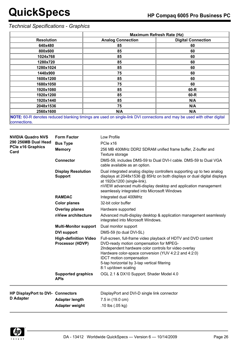 Quickspecs | HP COMPAQ 6005 User Manual | Page 26 / 44