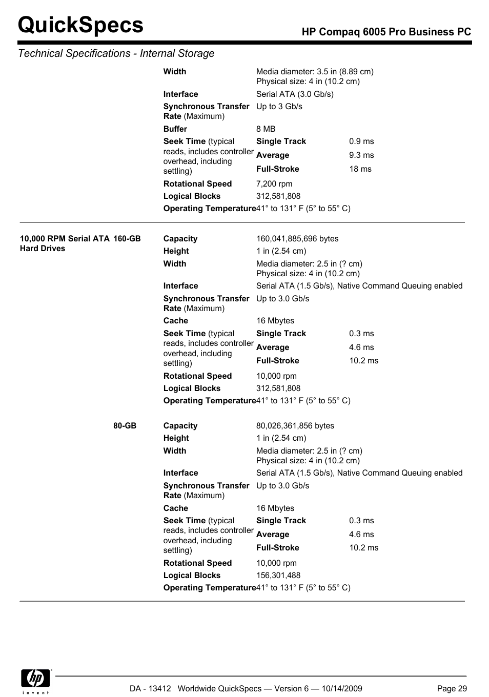 Quickspecs | HP COMPAQ 6005 User Manual | Page 29 / 44