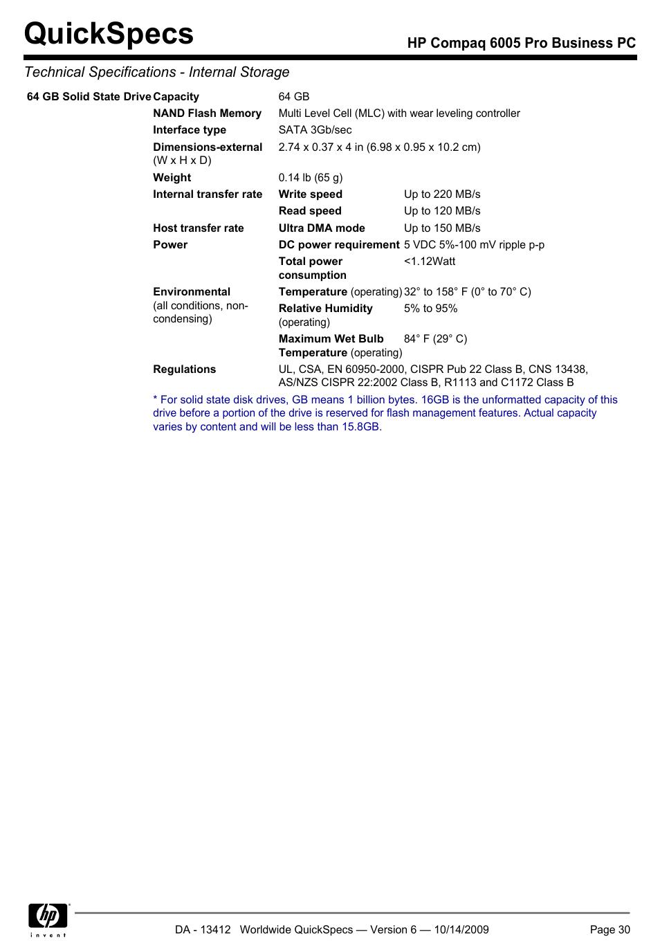 Quickspecs | HP COMPAQ 6005 User Manual | Page 30 / 44