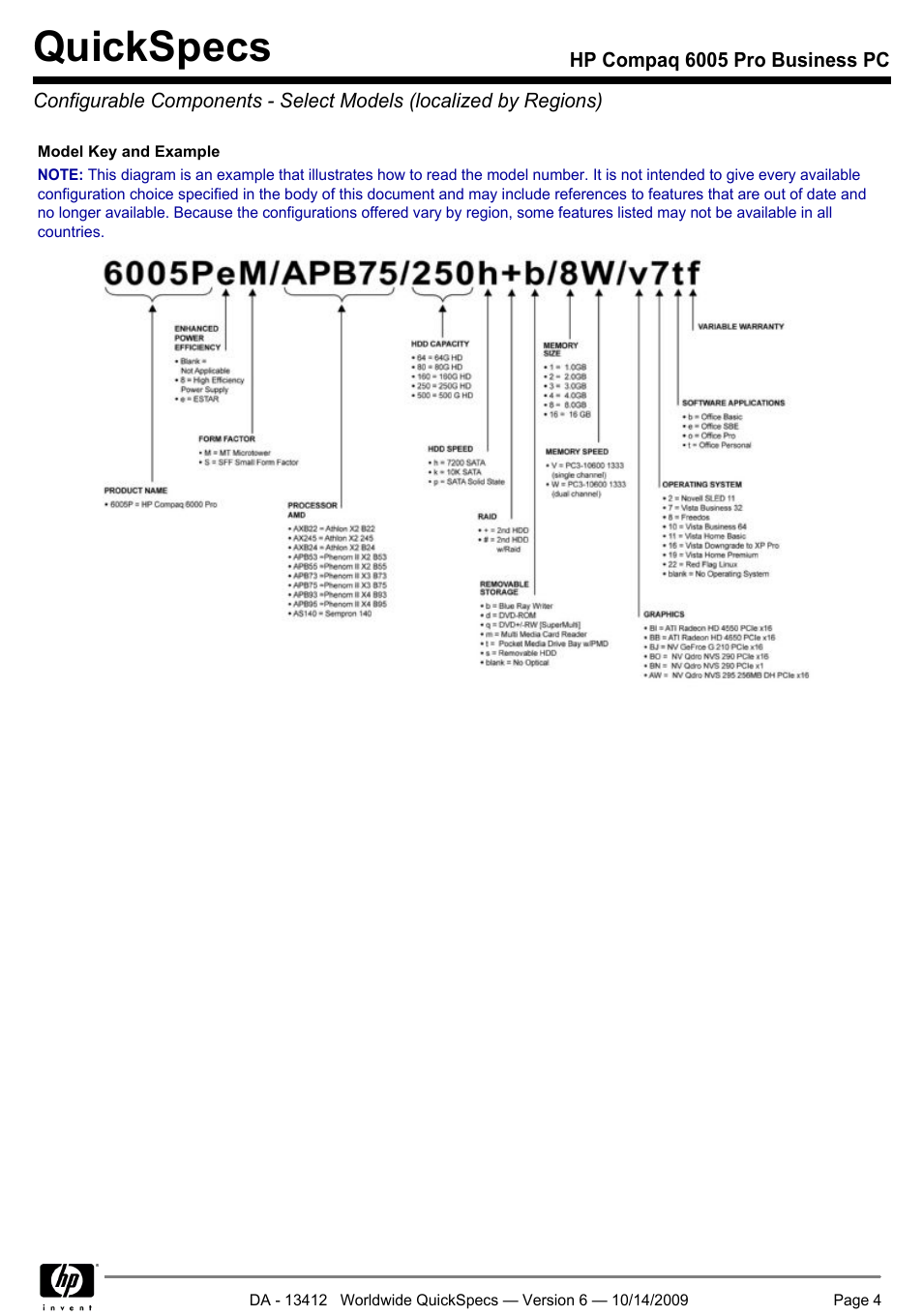 Quickspecs | HP COMPAQ 6005 User Manual | Page 4 / 44