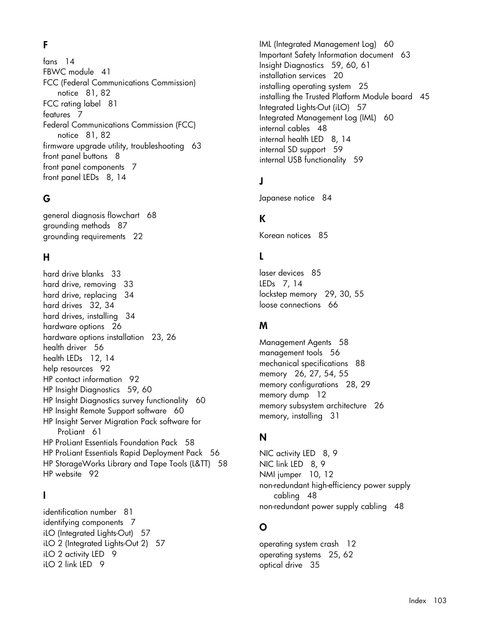 HP PROLIANT DL320 G6 User Manual | Page 103 / 105