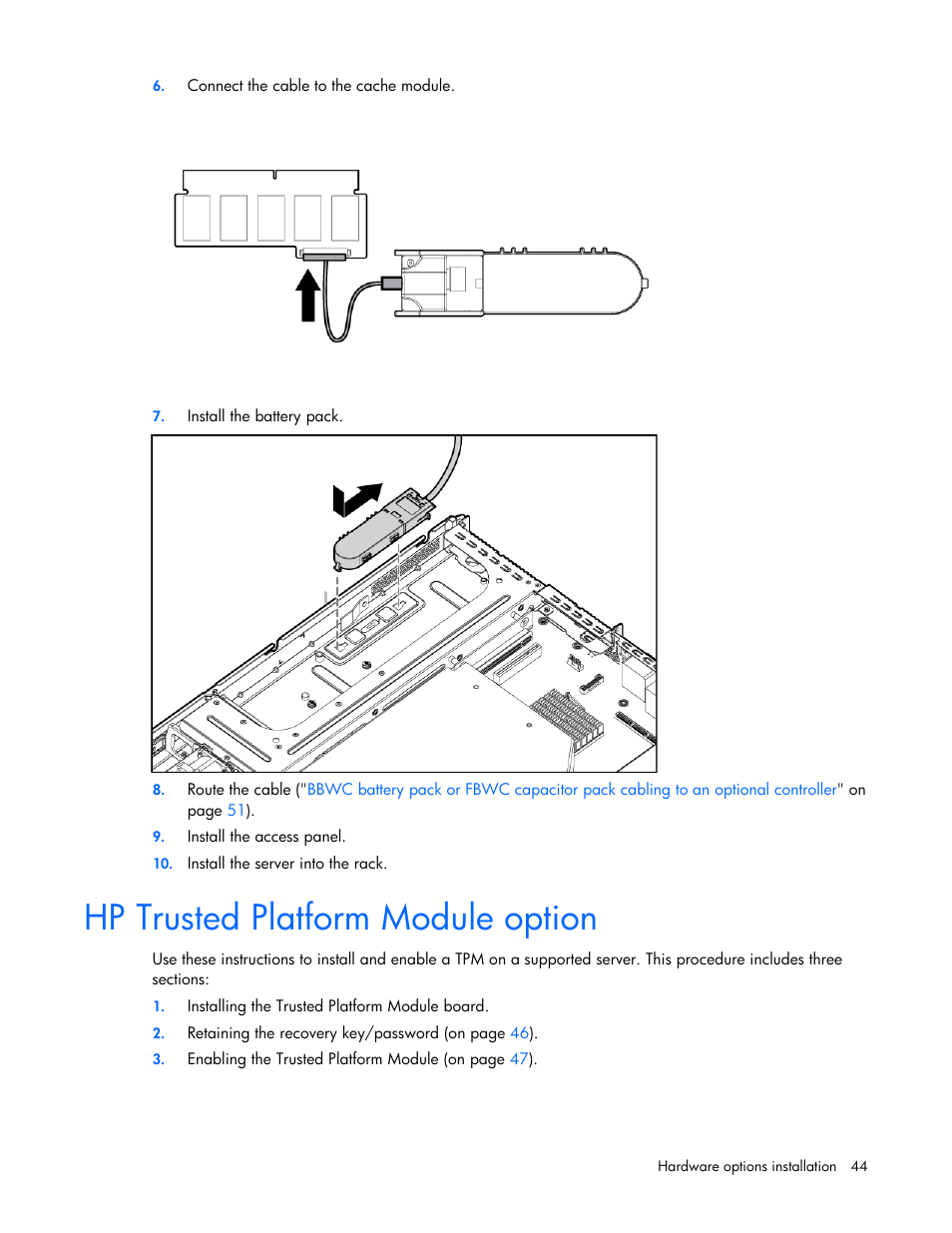 Hp trusted platform module option | HP PROLIANT DL320 G6 User Manual | Page 44 / 105