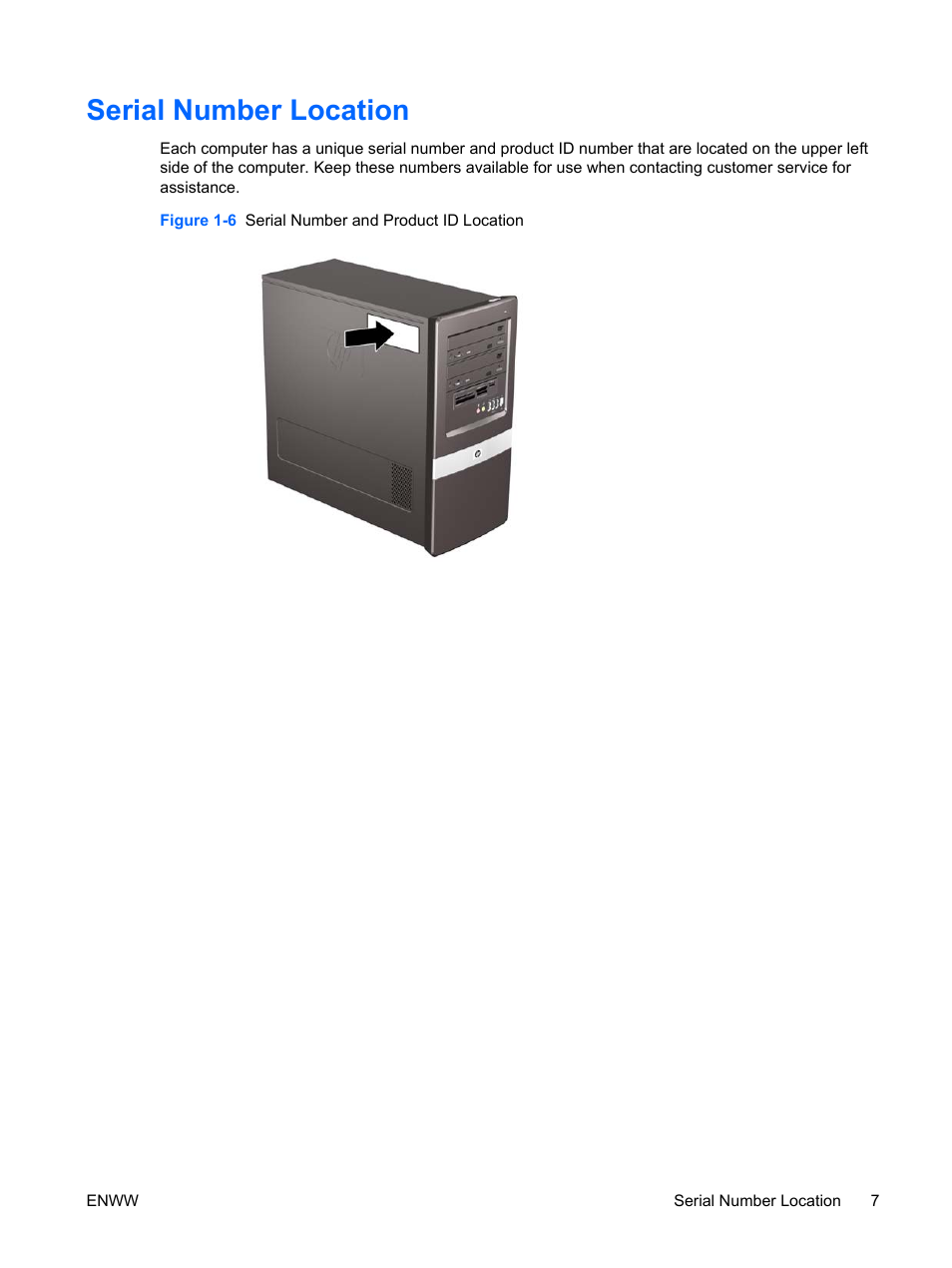 Serial number location | HP DX7500 User Manual | Page 13 / 58