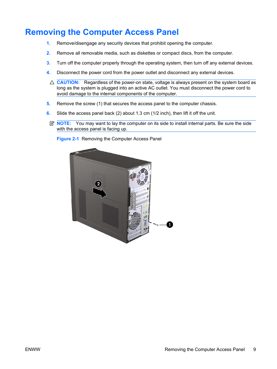 Removing the computer access panel | HP DX7500 User Manual | Page 15 / 58