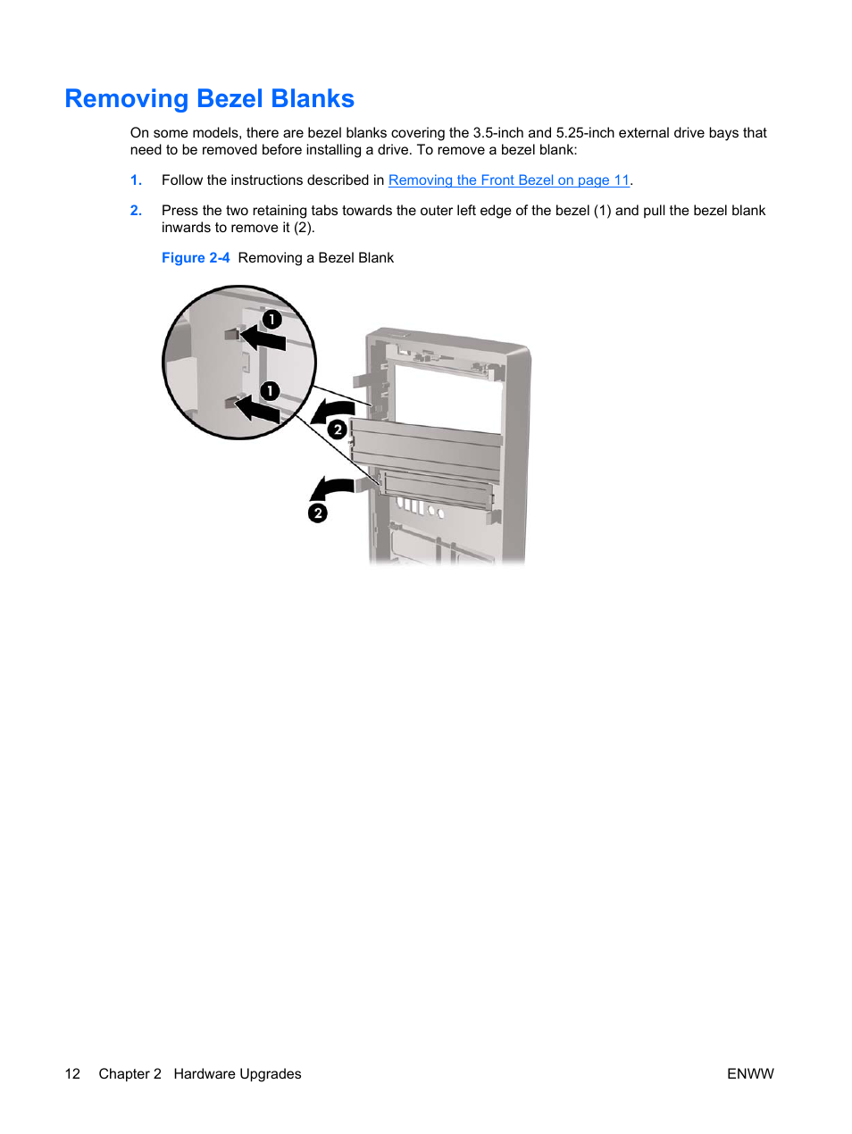 Removing bezel blanks | HP DX7500 User Manual | Page 18 / 58