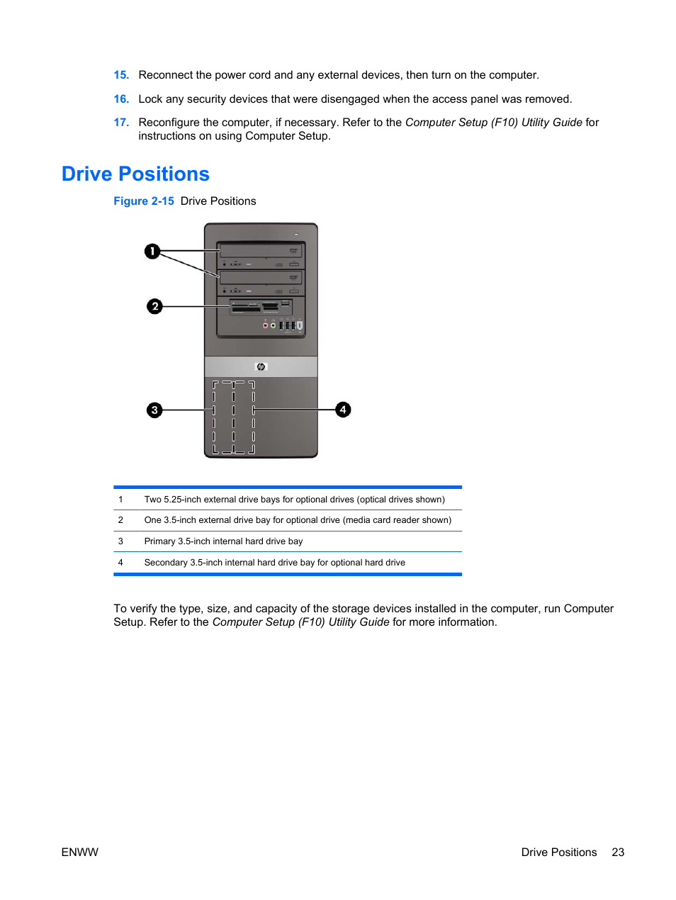 Drive positions | HP DX7500 User Manual | Page 29 / 58