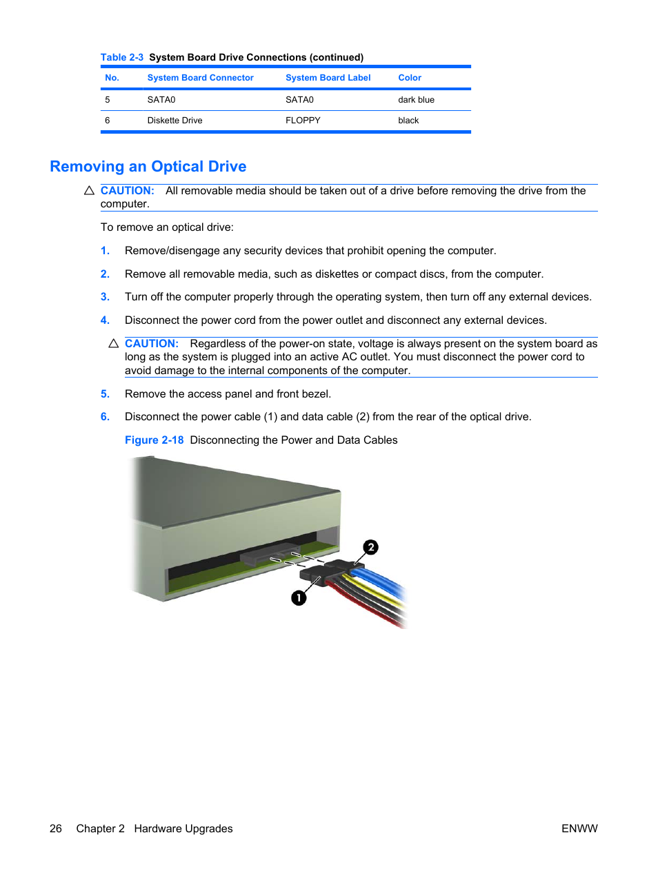 Removing an optical drive | HP DX7500 User Manual | Page 32 / 58
