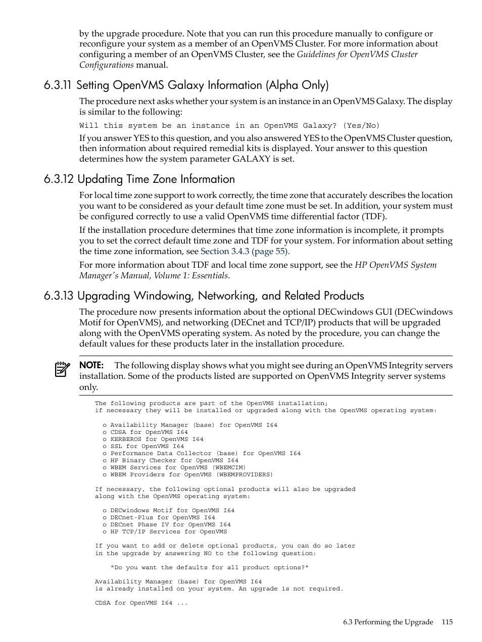 11 setting openvms galaxy information (alpha only), 12 updating time zone information | HP BA322 90087 User Manual | Page 115 / 346