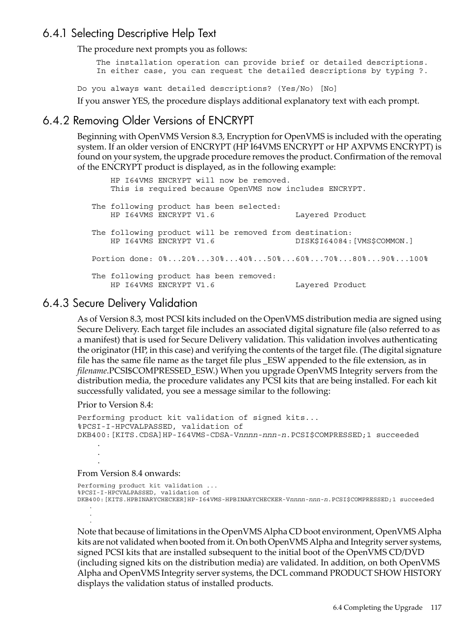 1 selecting descriptive help text, 2 removing older versions of encrypt, 3 secure delivery validation | HP BA322 90087 User Manual | Page 117 / 346