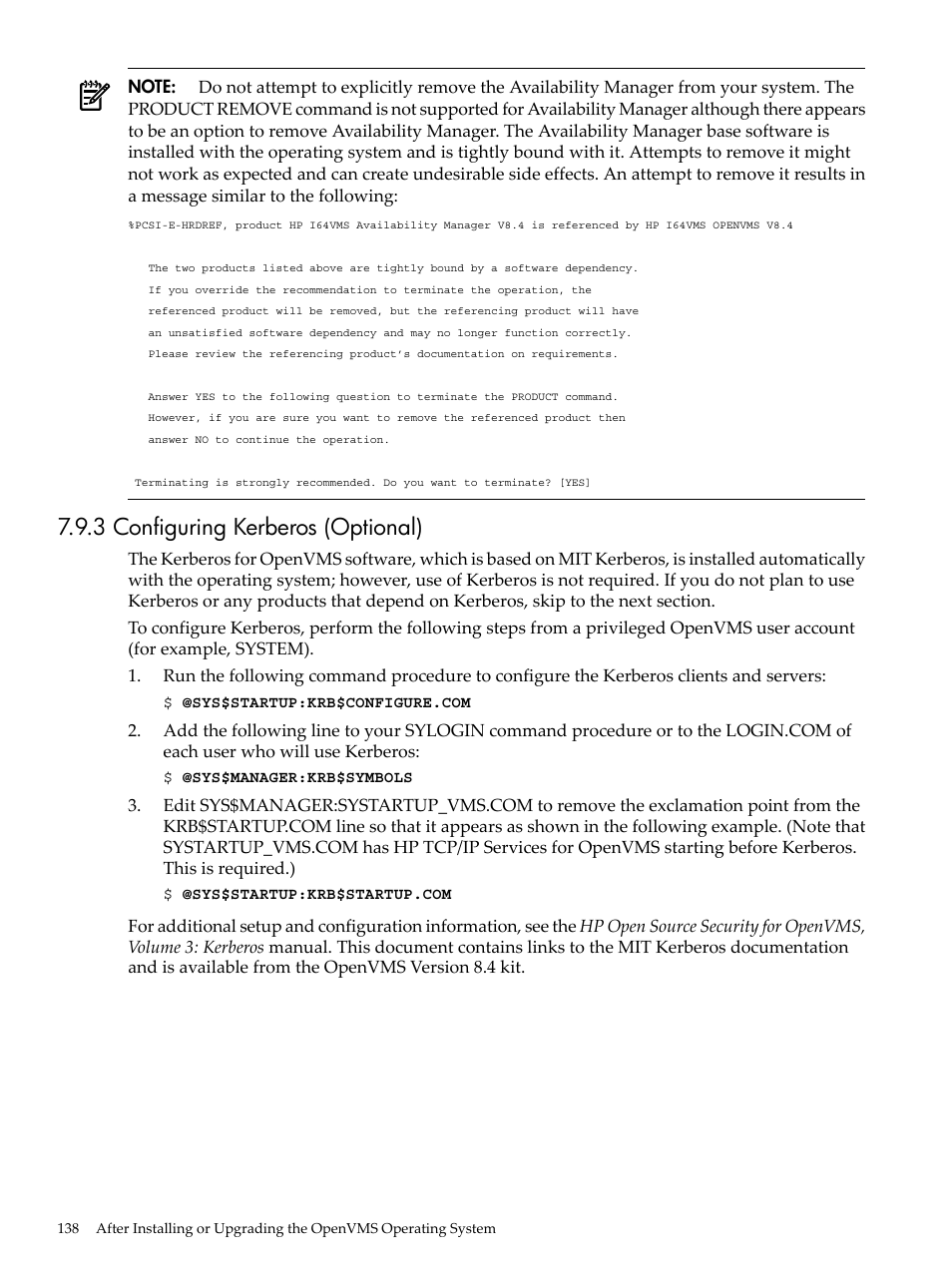 3 configuring kerberos (optional) | HP BA322 90087 User Manual | Page 138 / 346