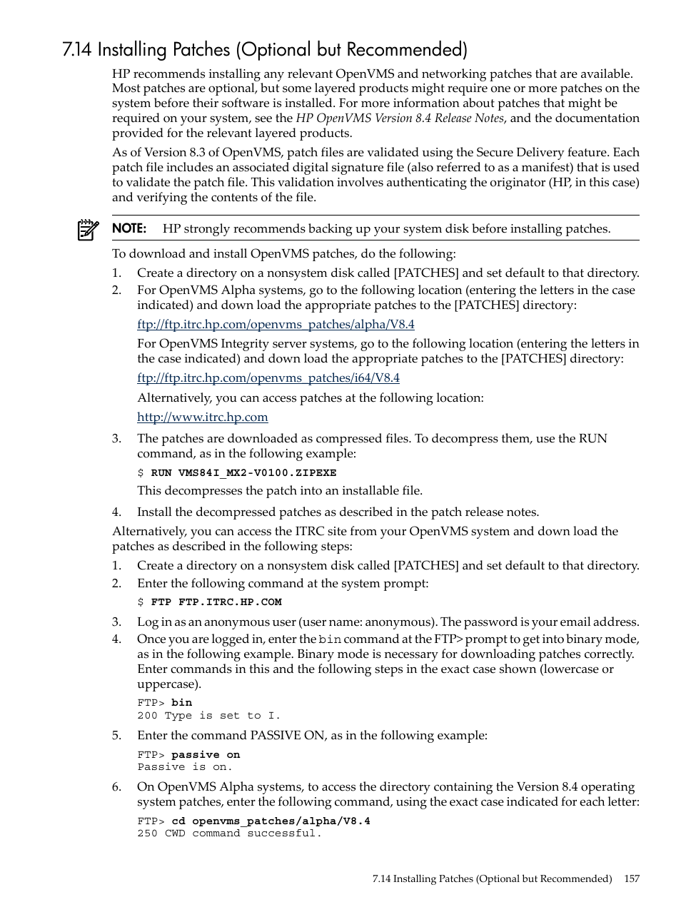 14 installing patches (optional but recommended) | HP BA322 90087 User Manual | Page 157 / 346