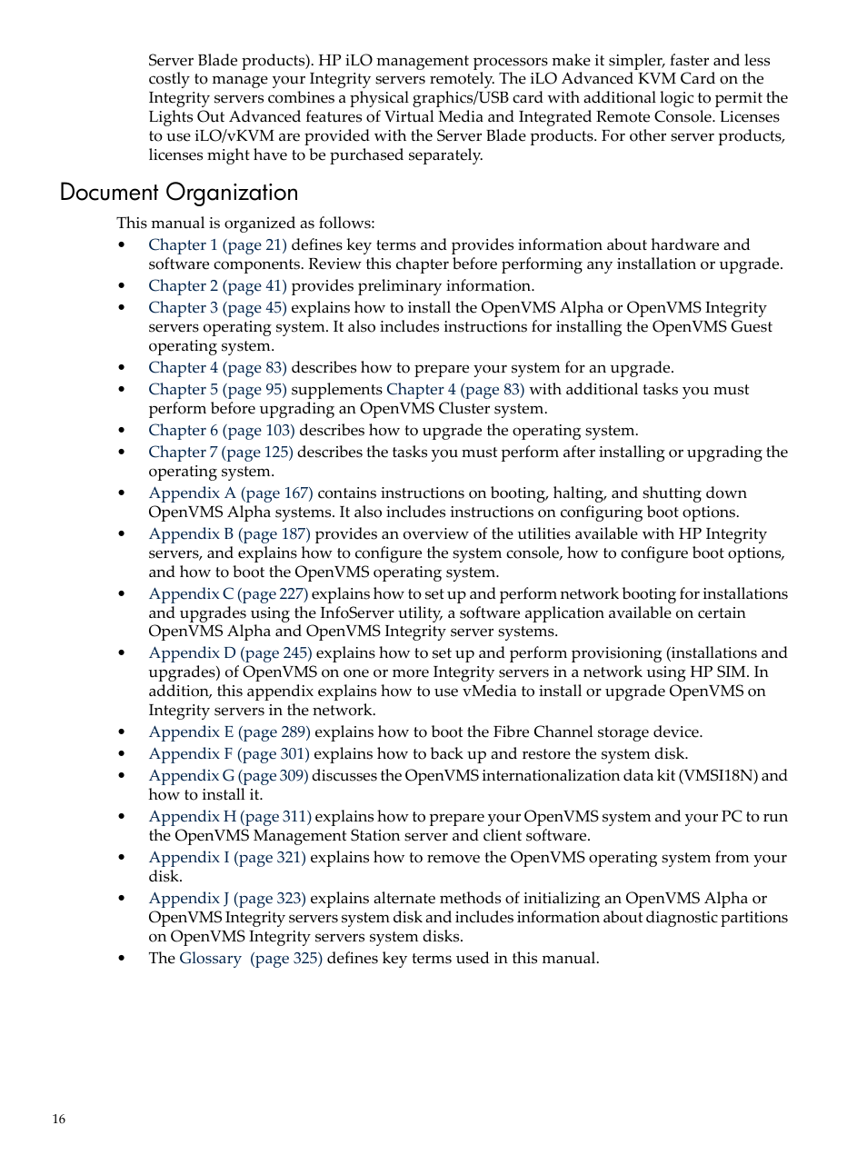 Document organization | HP BA322 90087 User Manual | Page 16 / 346