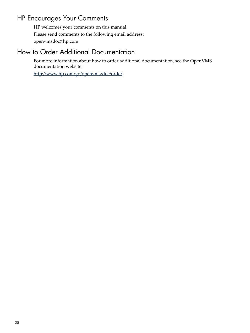 Hp encourages your comments, How to order additional documentation | HP BA322 90087 User Manual | Page 20 / 346