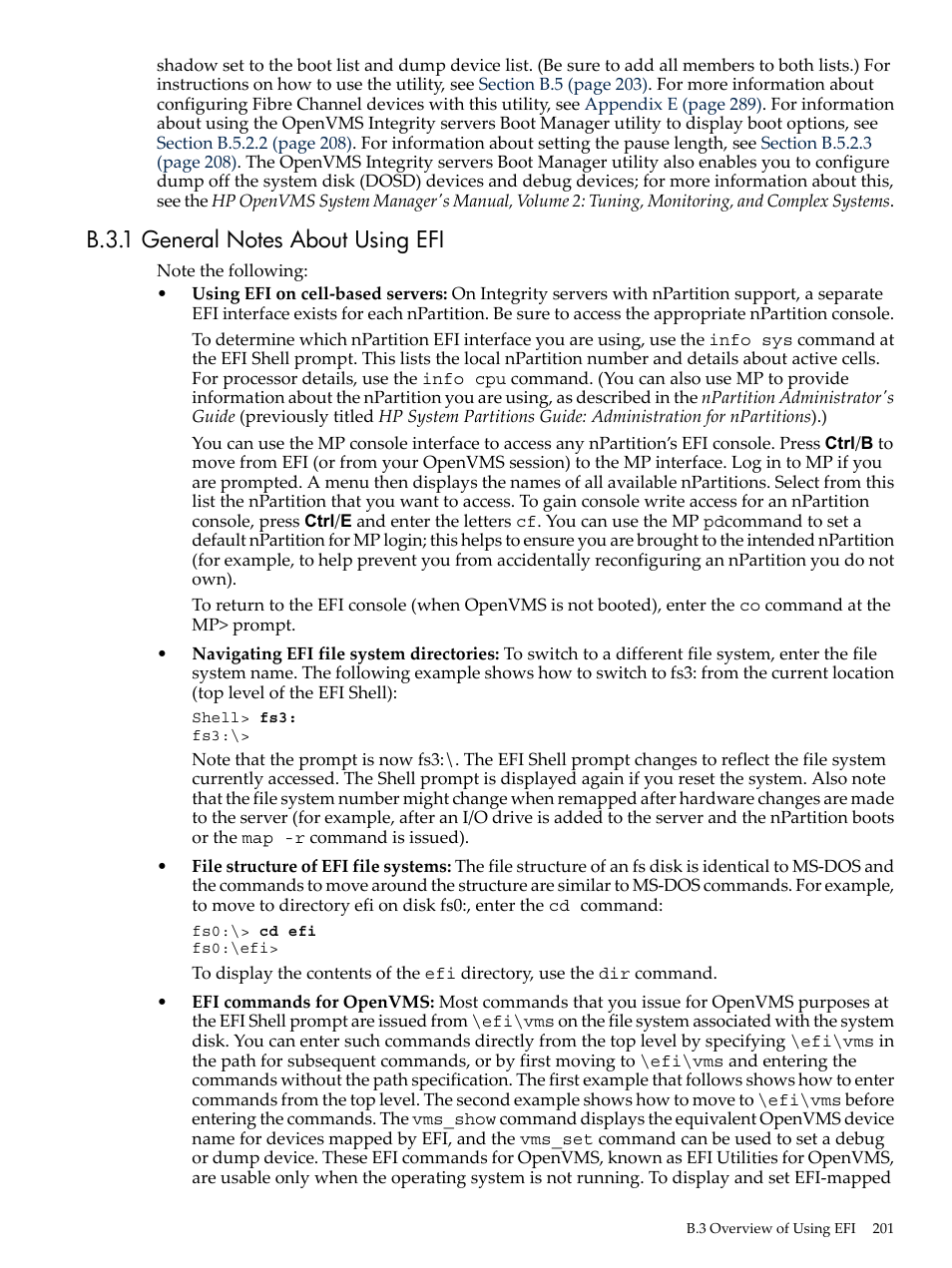 B.3.1 general notes about using efi | HP BA322 90087 User Manual | Page 201 / 346