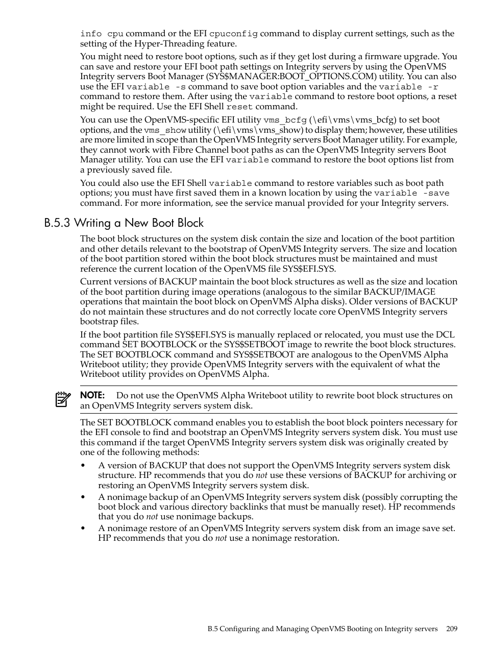 B.5.3 writing a new boot block | HP BA322 90087 User Manual | Page 209 / 346