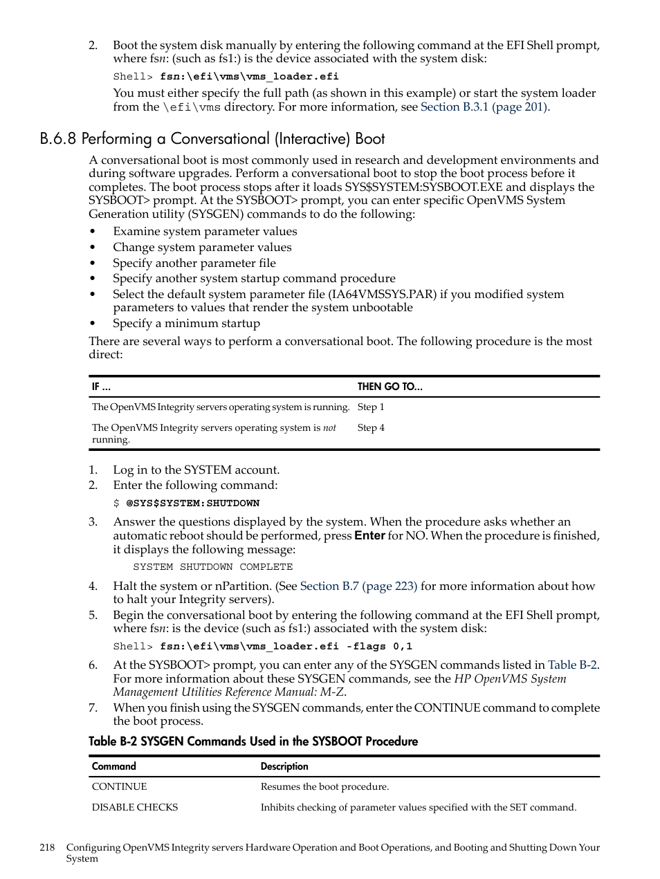 Sysgen commands used in the sysboot procedure | HP BA322 90087 User Manual | Page 218 / 346