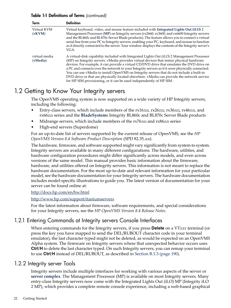 2 getting to know your integrity servers, 2 integrity server tools | HP BA322 90087 User Manual | Page 22 / 346