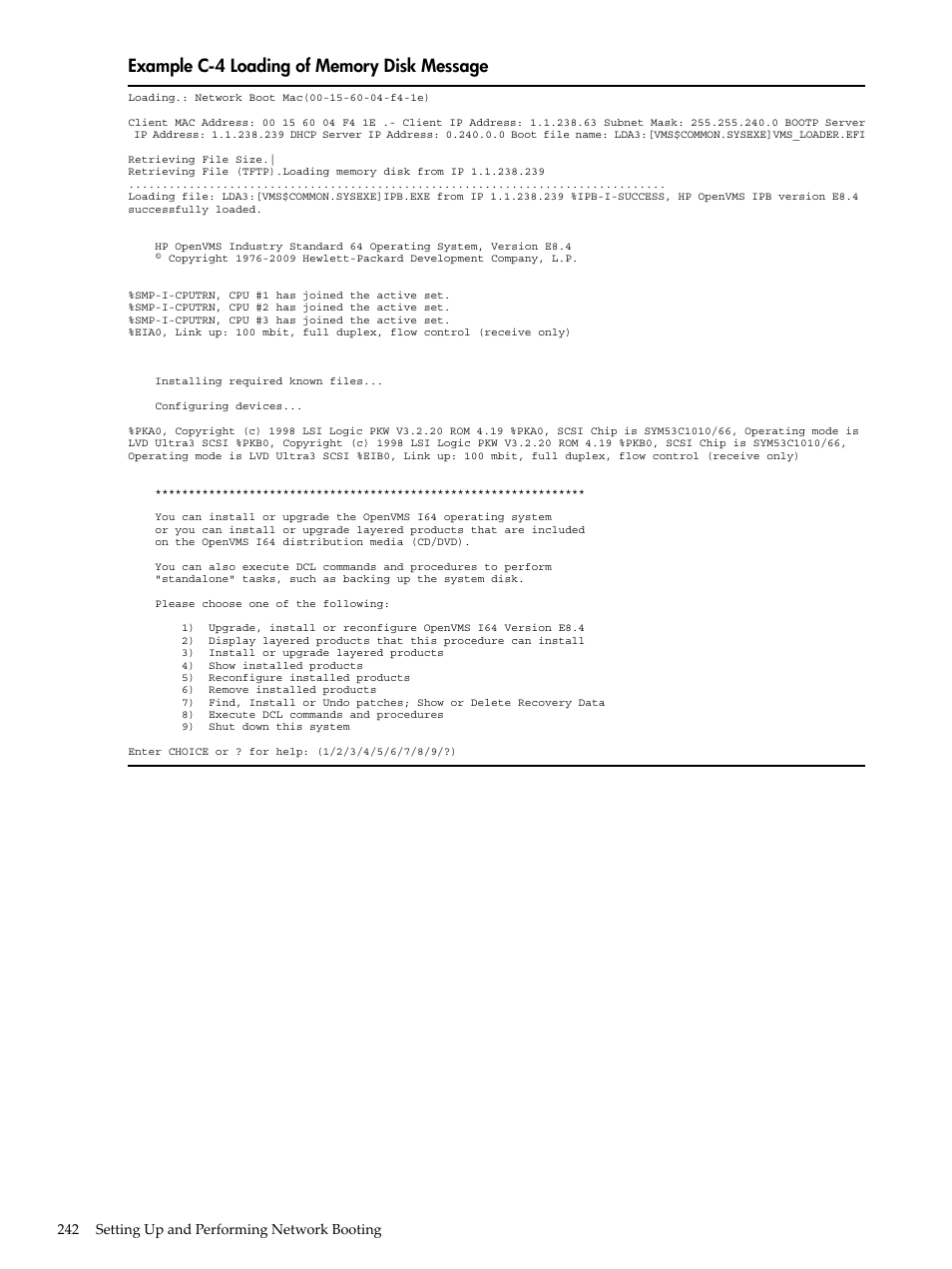 Loading of memory disk message | HP BA322 90087 User Manual | Page 242 / 346