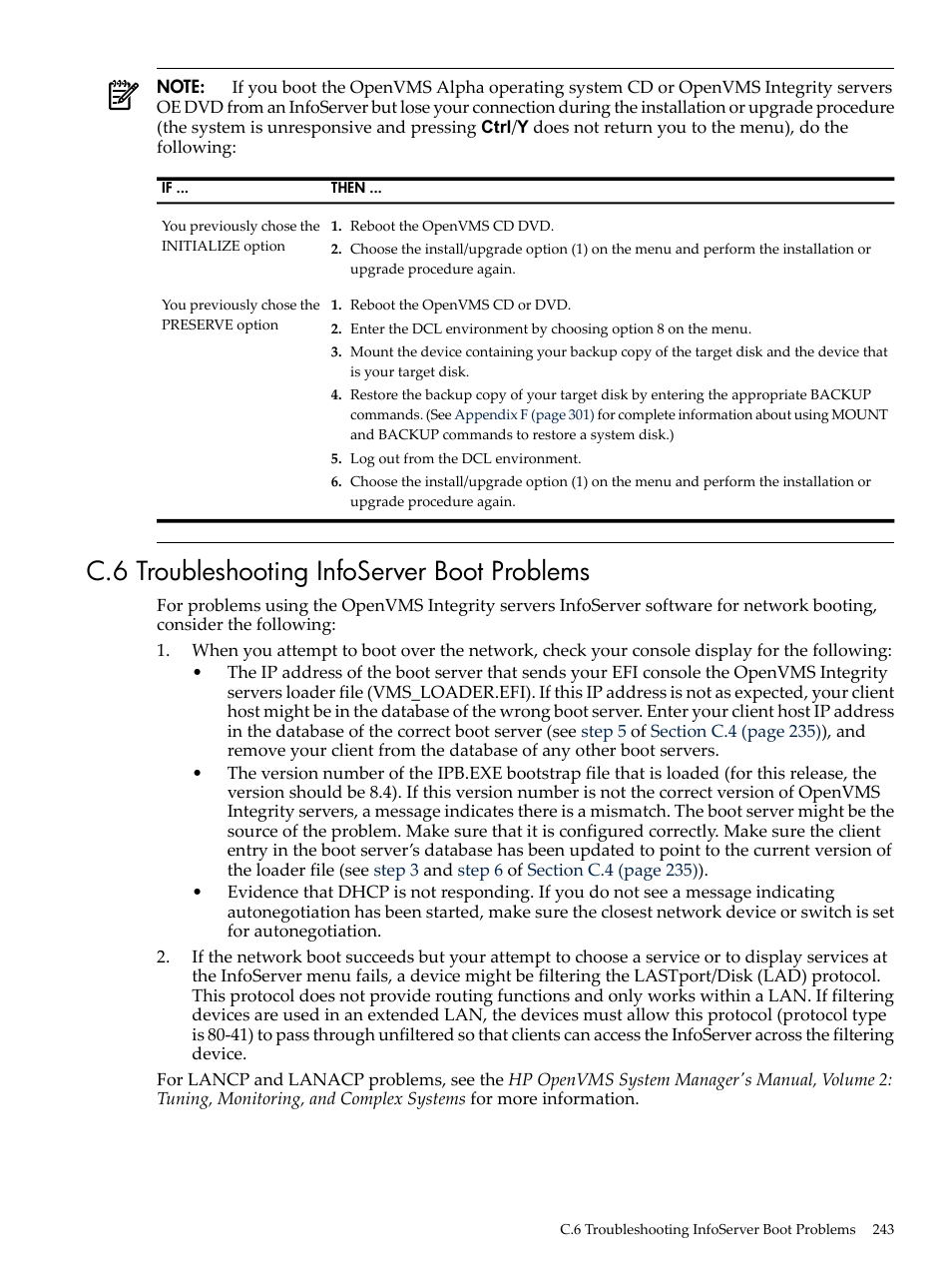 C.6 troubleshooting infoserver boot problems | HP BA322 90087 User Manual | Page 243 / 346