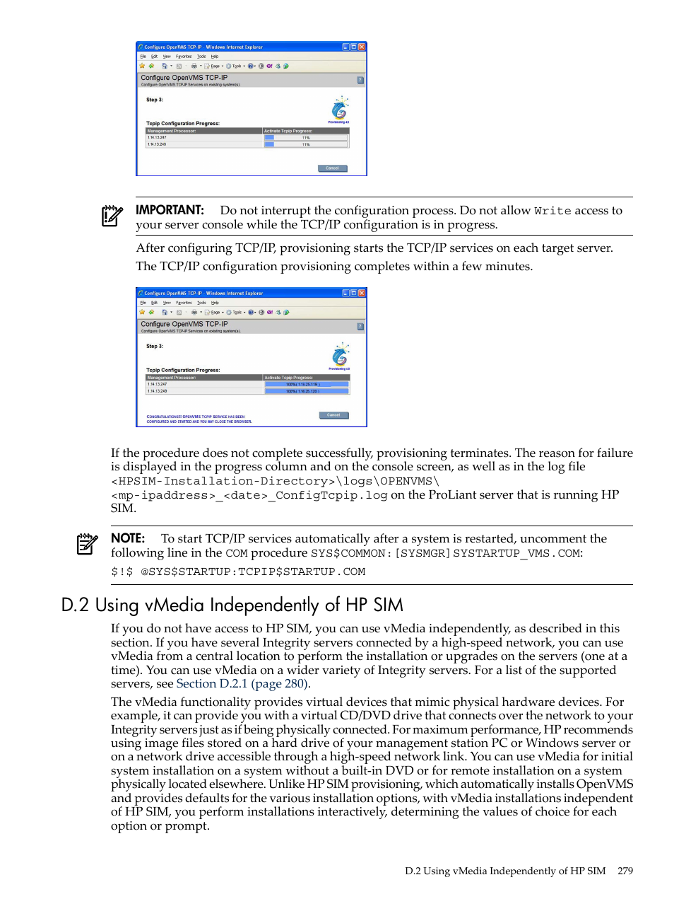 D.2 using vmedia independently of hp sim, Using vmedia independently of, Hp sim | HP BA322 90087 User Manual | Page 279 / 346