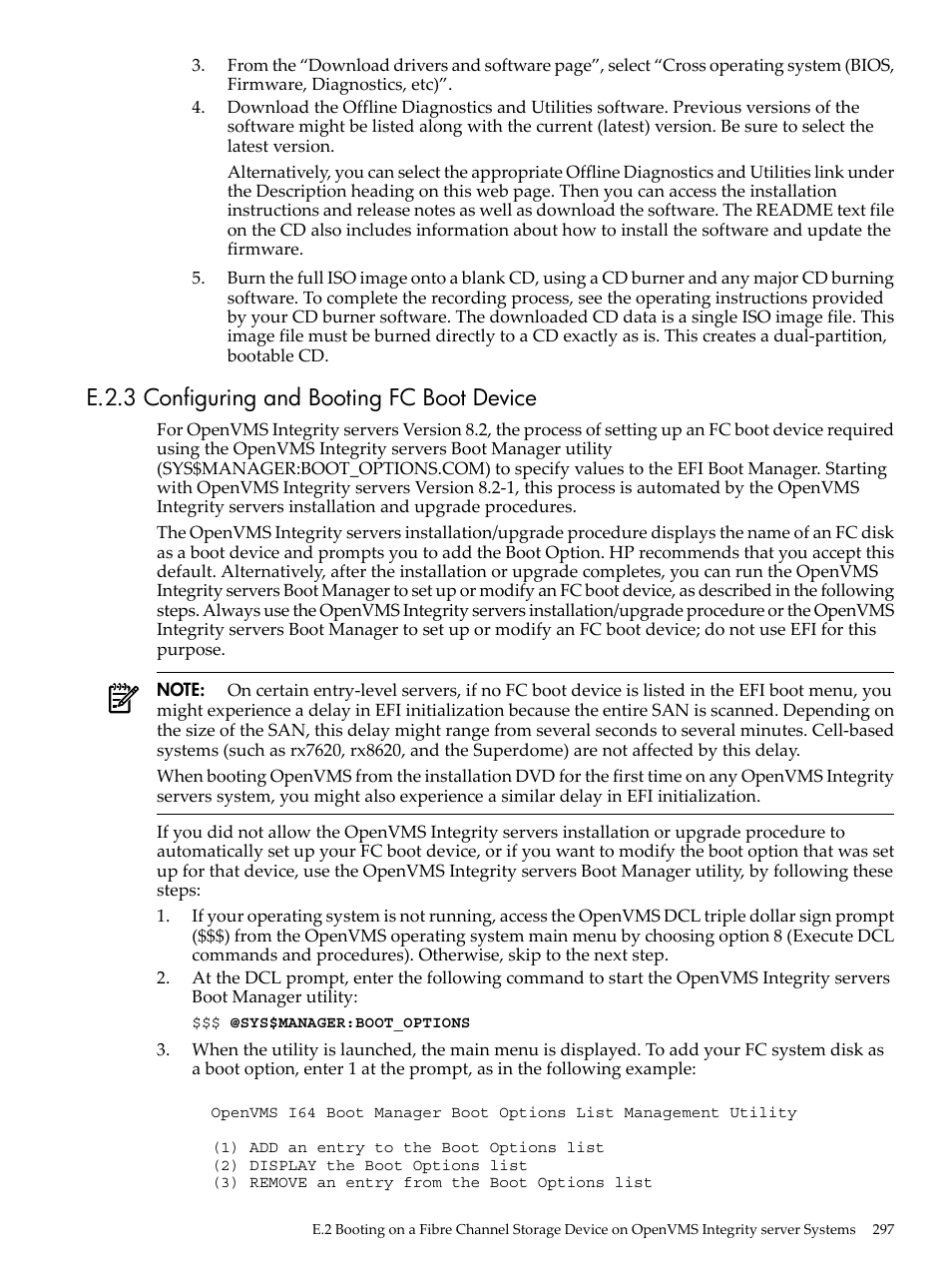 E.2.3 configuring and booting fc boot device | HP BA322 90087 User Manual | Page 297 / 346
