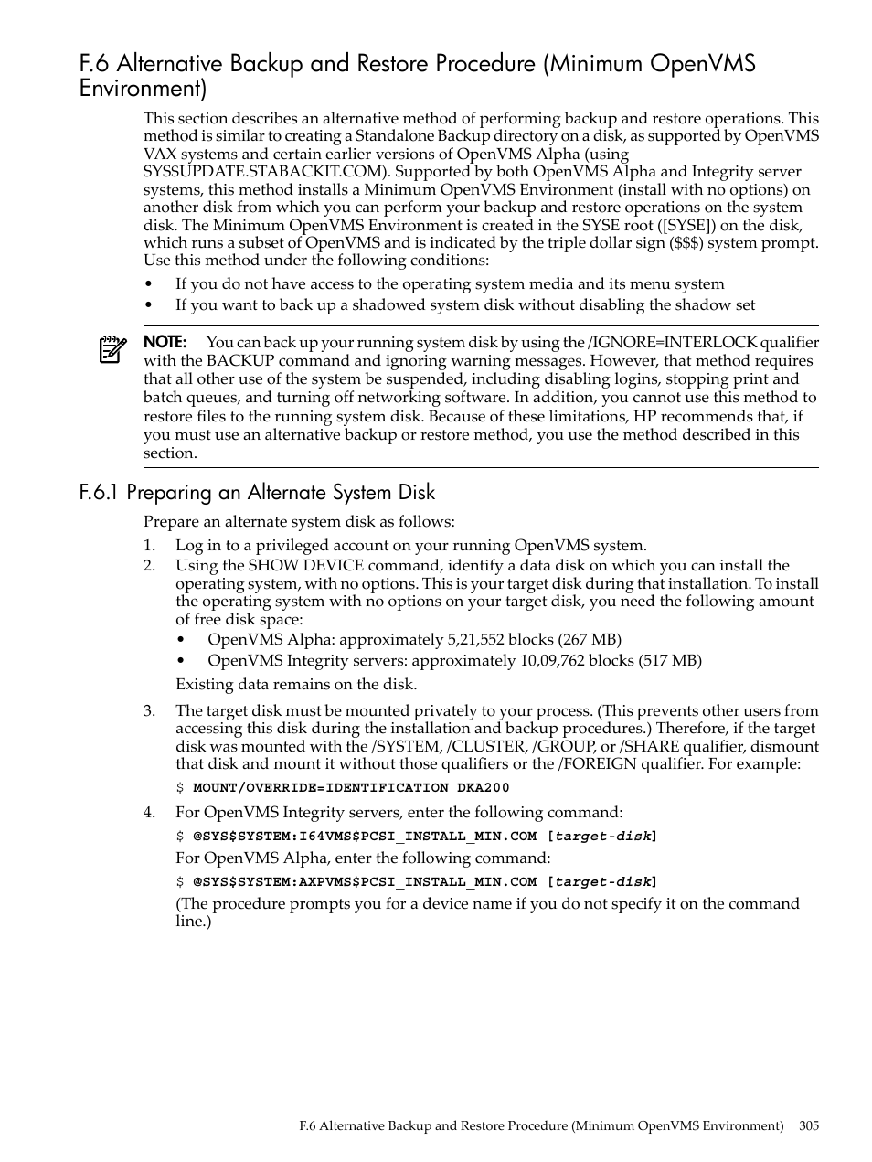 F.6.1 preparing an alternate system disk | HP BA322 90087 User Manual | Page 305 / 346