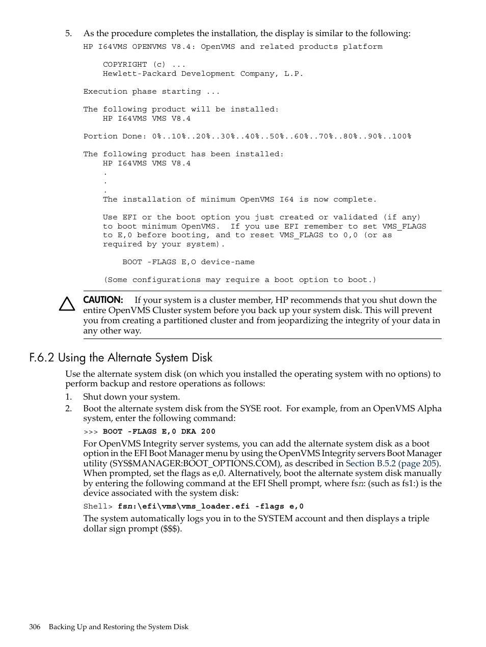 F.6.2 using the alternate system disk | HP BA322 90087 User Manual | Page 306 / 346