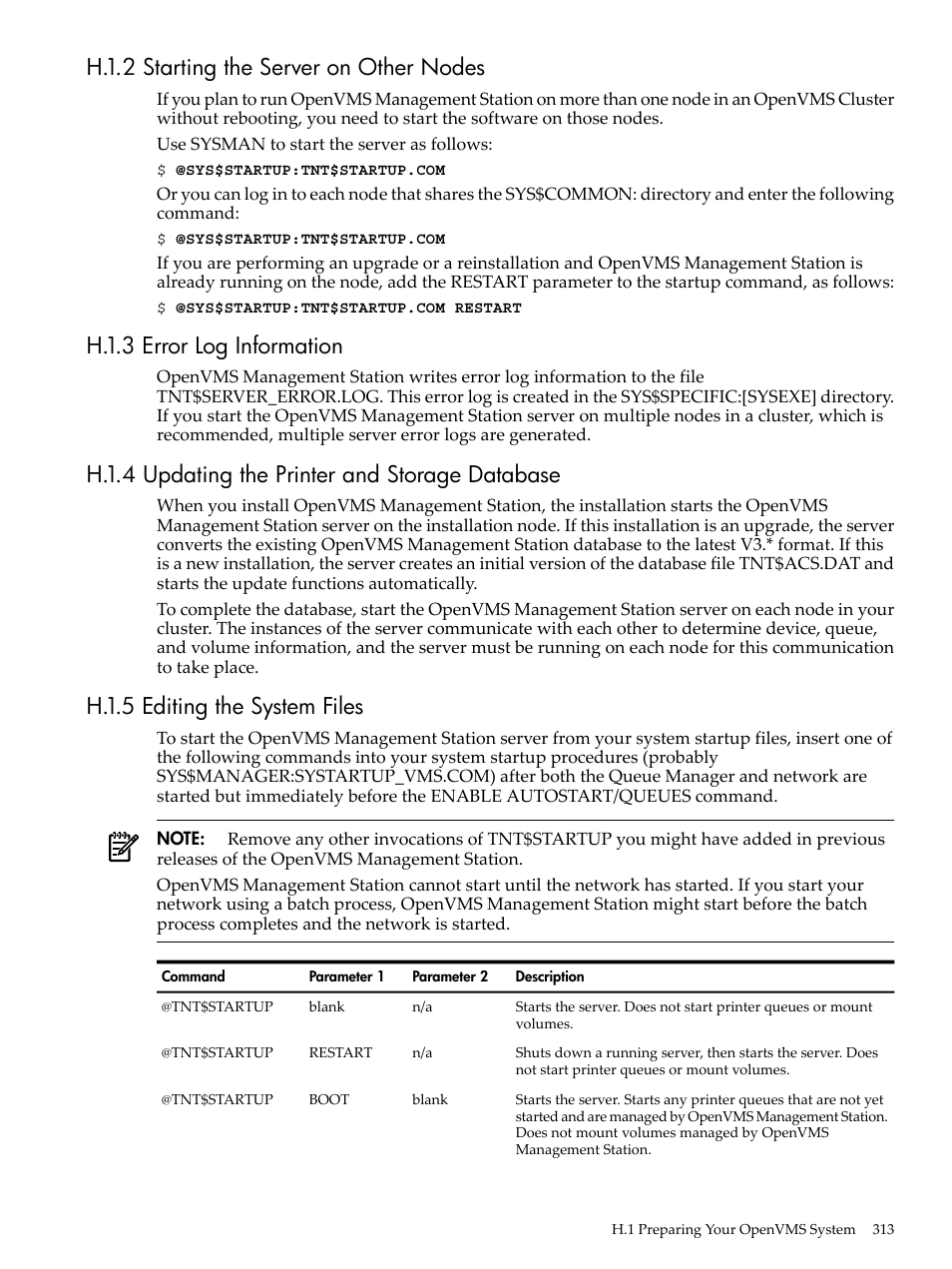 H.1.2 starting the server on other nodes, H.1.3 error log information, H.1.4 updating the printer and storage database | H.1.5 editing the system files | HP BA322 90087 User Manual | Page 313 / 346