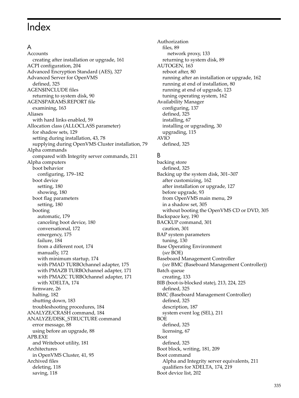Index | HP BA322 90087 User Manual | Page 335 / 346