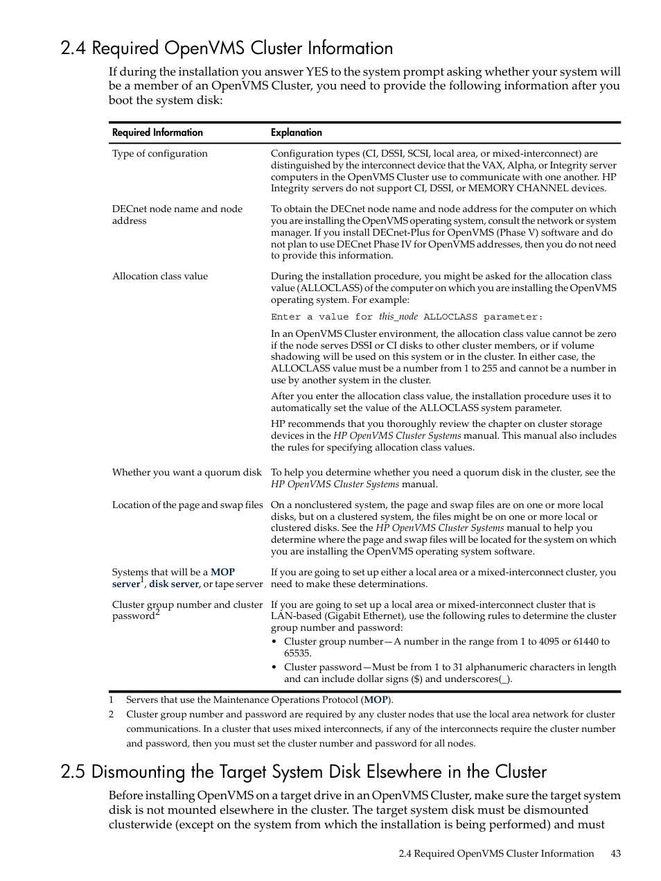 4 required openvms cluster information | HP BA322 90087 User Manual | Page 43 / 346
