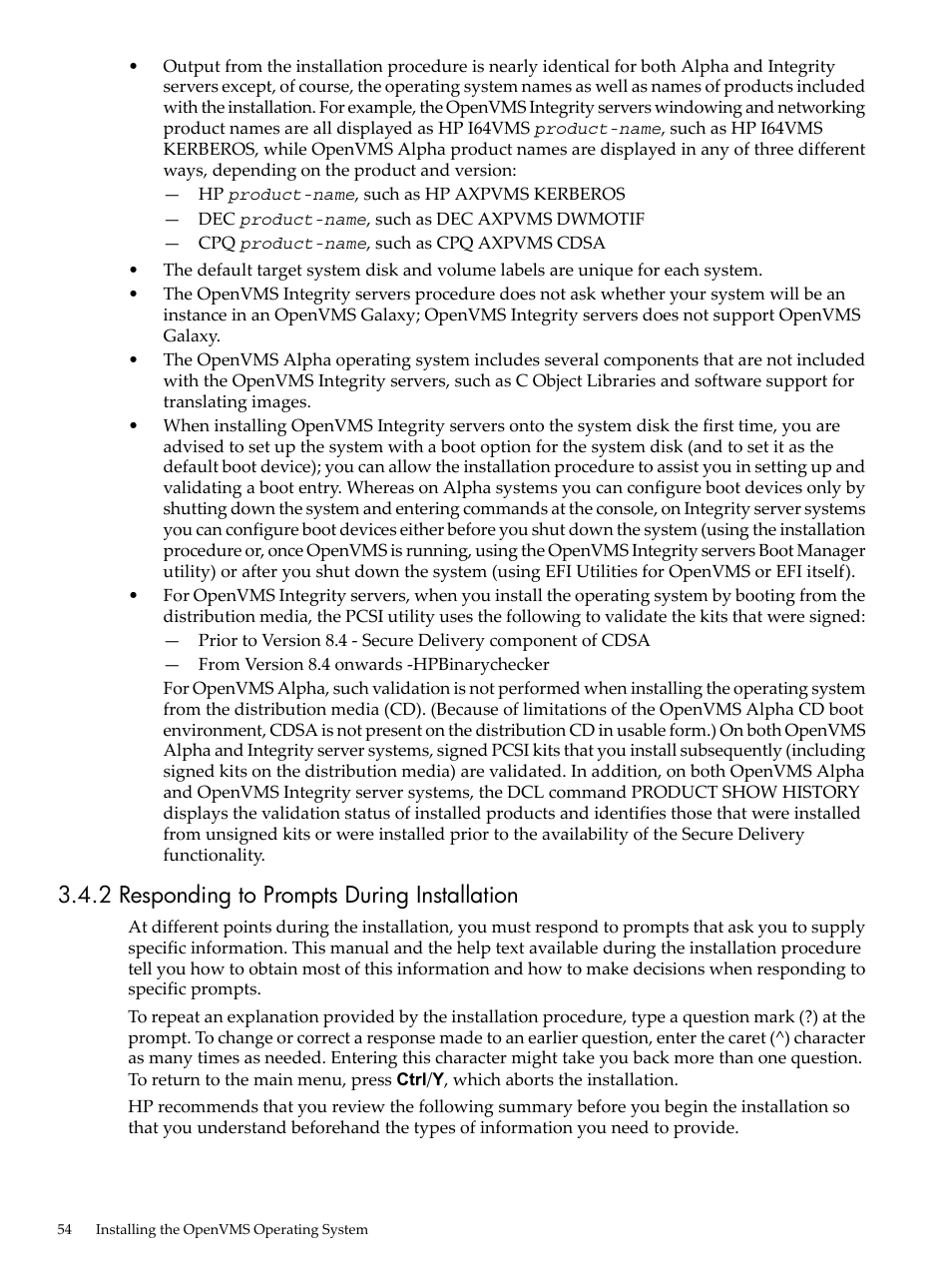 2 responding to prompts during installation | HP BA322 90087 User Manual | Page 54 / 346