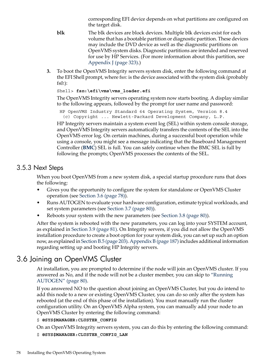 3 next steps, 6 joining an openvms cluster | HP BA322 90087 User Manual | Page 78 / 346