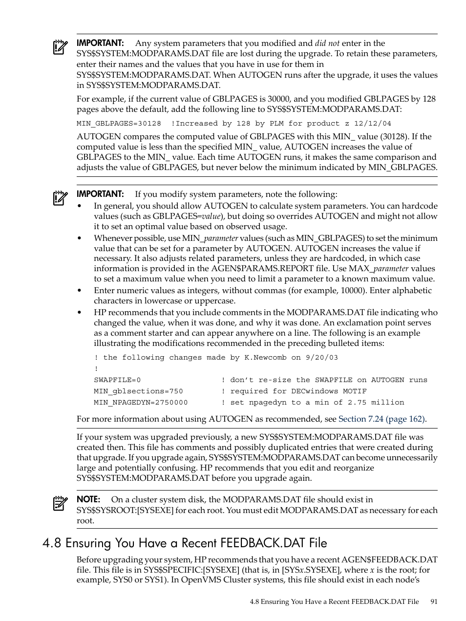 8 ensuring you have a recent feedback.dat file | HP BA322 90087 User Manual | Page 91 / 346