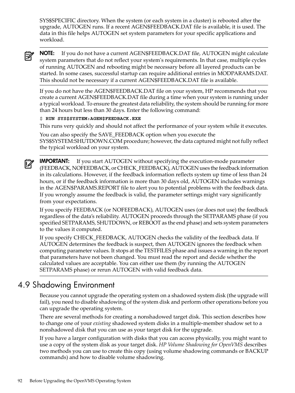 9 shadowing environment | HP BA322 90087 User Manual | Page 92 / 346