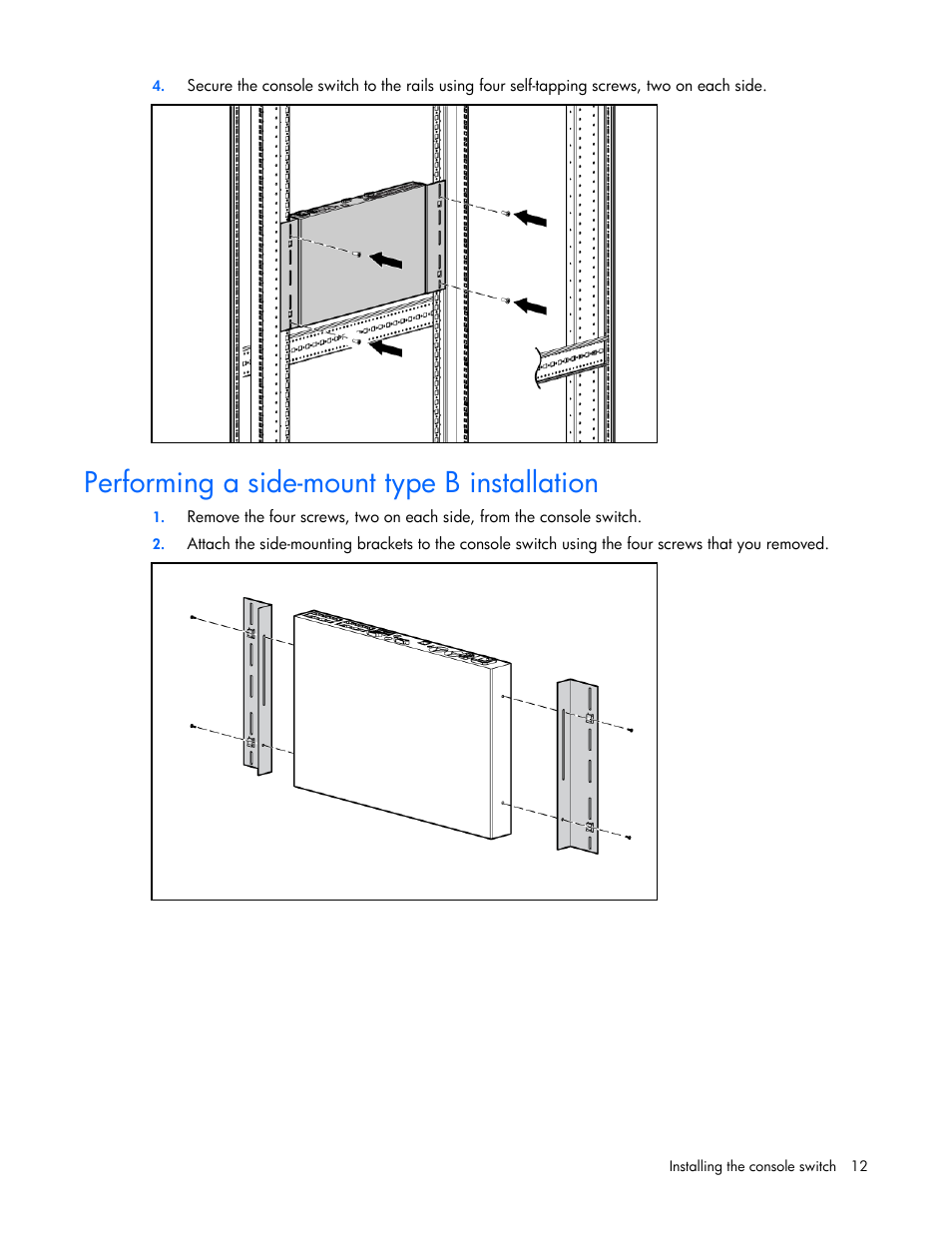 Performing a side-mount type b installation | HP 409054-003 User Manual | Page 12 / 105