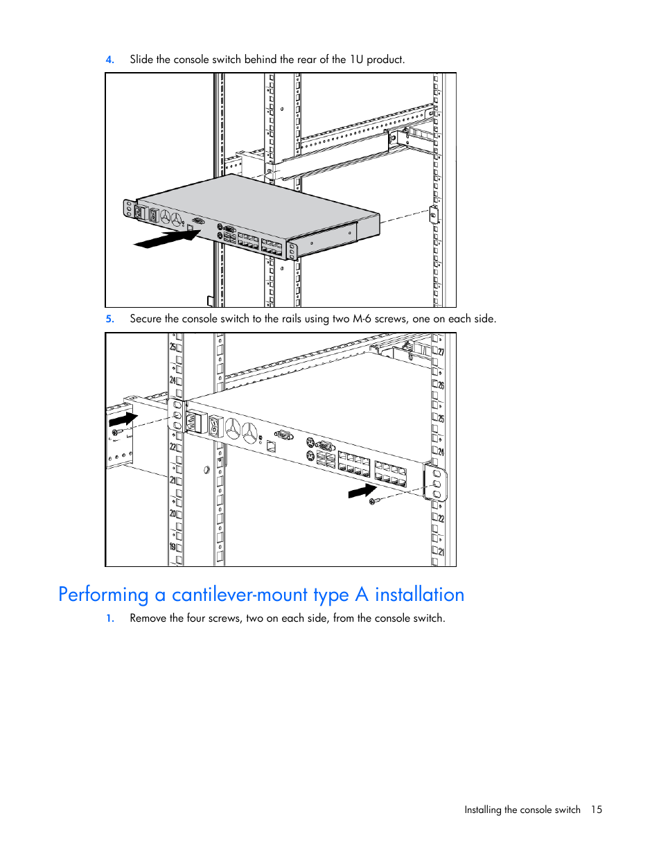 Performing a cantilever-mount type a installation | HP 409054-003 User Manual | Page 15 / 105