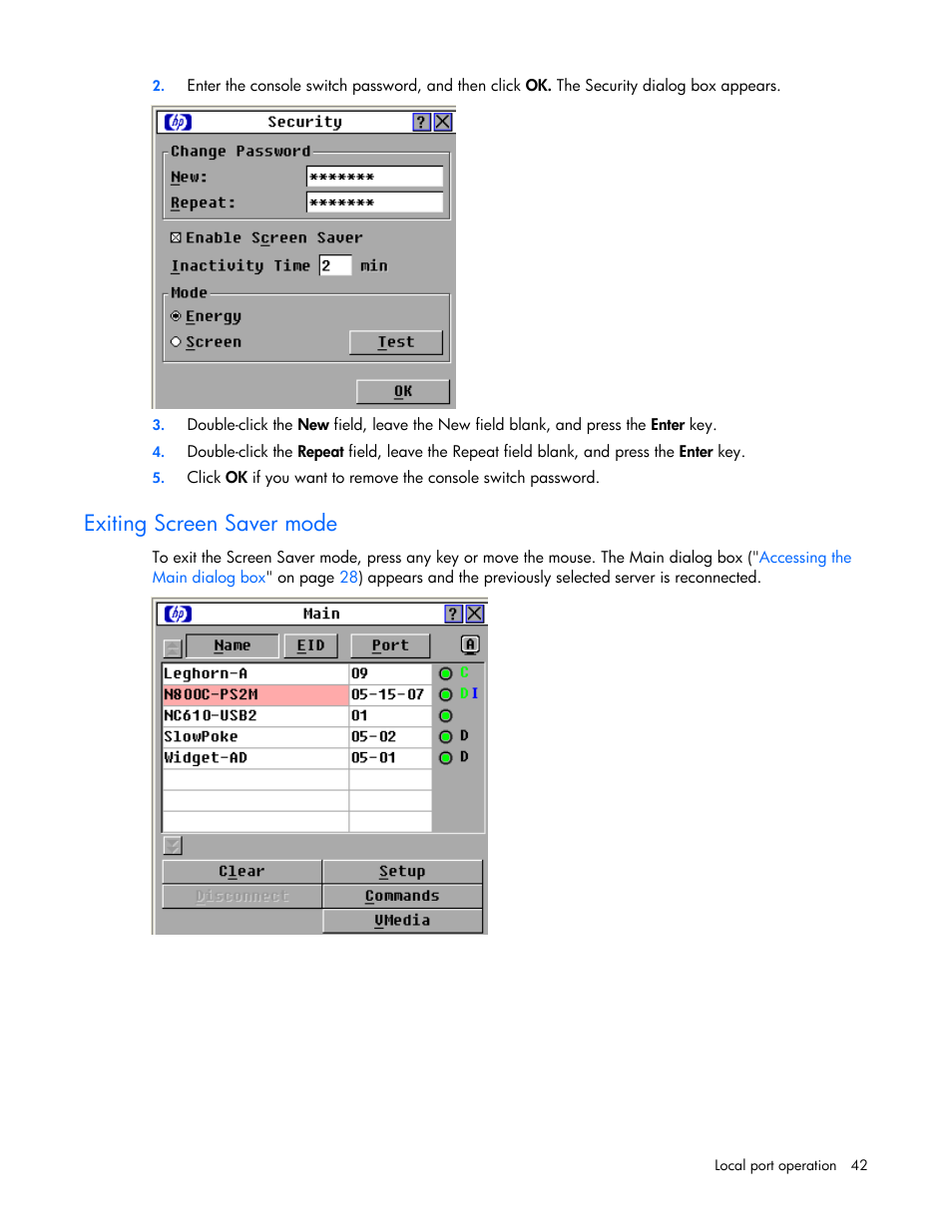 Exiting screen saver mode | HP 409054-003 User Manual | Page 42 / 105