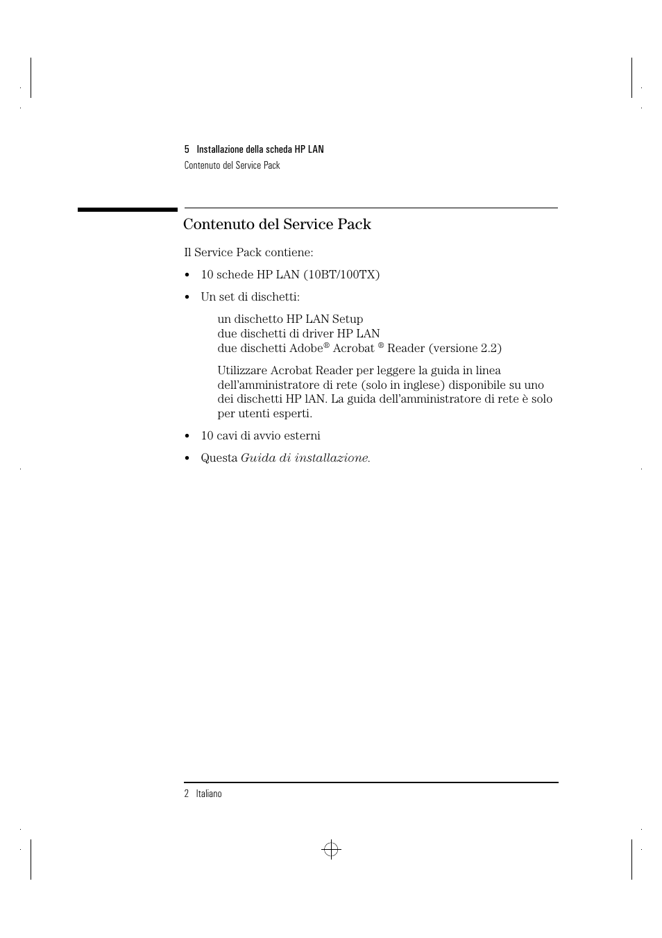 Contenuto del service pack | HP 100TX NightDIRECTOR/100 User Manual | Page 102 / 121
