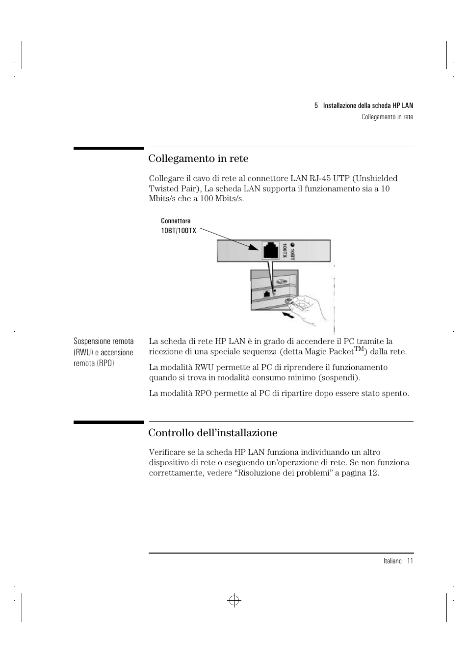 Collegamento in rete, Controllo dell’installazione | HP 100TX NightDIRECTOR/100 User Manual | Page 111 / 121