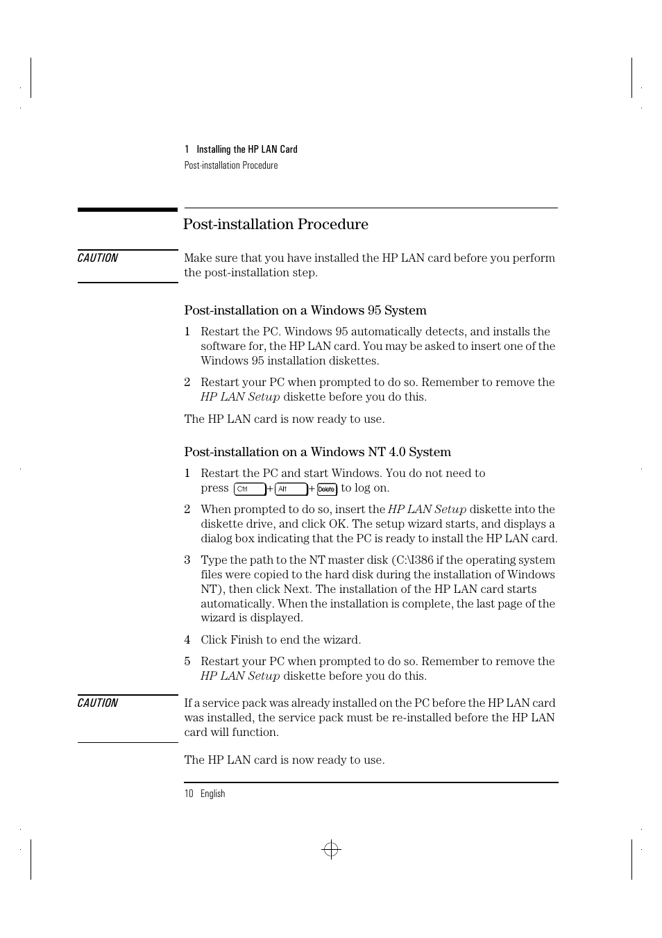 Post-installation procedure | HP 100TX NightDIRECTOR/100 User Manual | Page 18 / 121