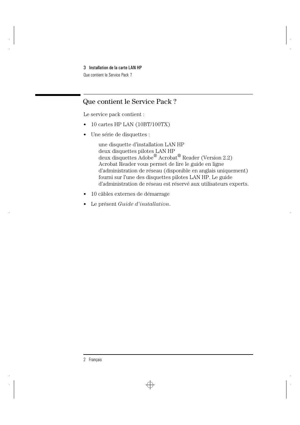 Que contient le service pack | HP 100TX NightDIRECTOR/100 User Manual | Page 56 / 121